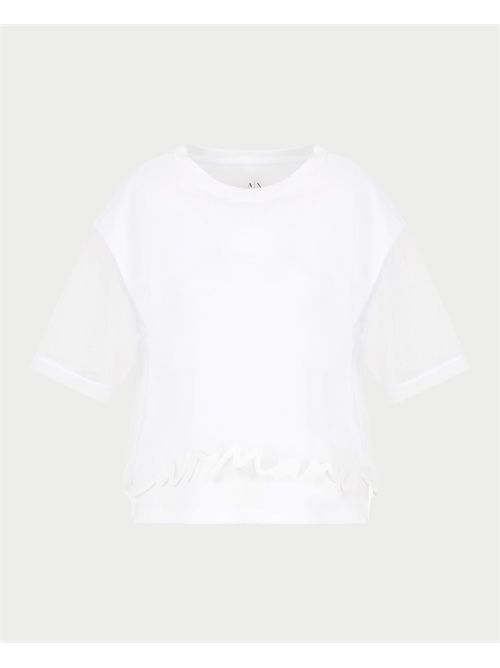 AX women's t-shirt with sheer sleeve ARMANI EXCHANGE | XW000541-AF10359U0002